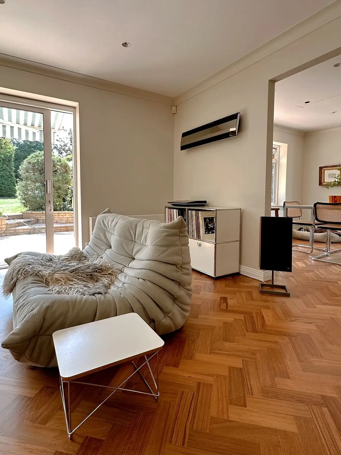 Freshly sanded and restored wooden floor in a London home